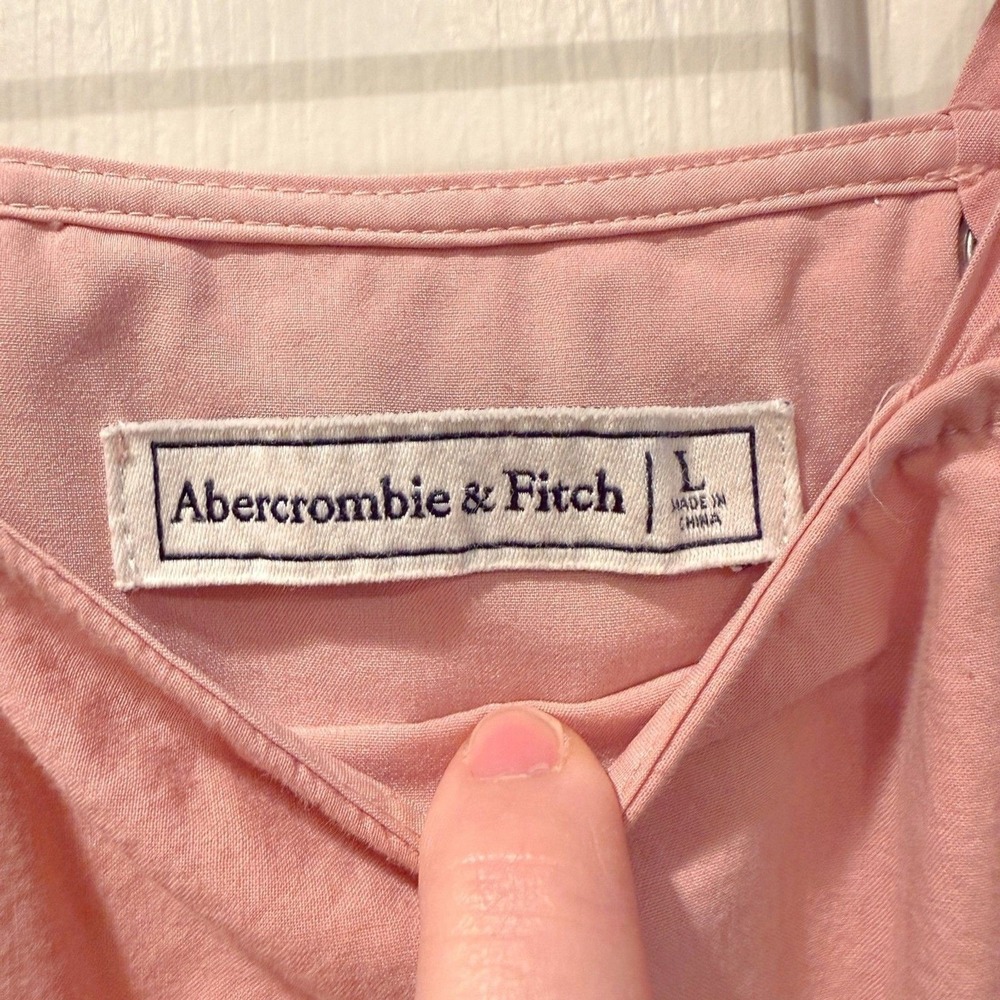 Abercrombie & Fitch L Scalloped Eyelet Halter Tie Cropped Tank 100% Cotton Lined - Picture 3 of 8